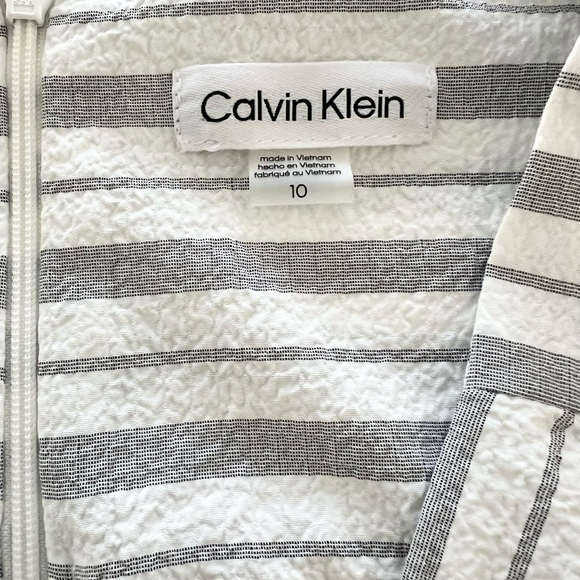 Calvin Klein Gray White Stripe Wrap Maxi Dress Size 10 - Picture 4 of 10